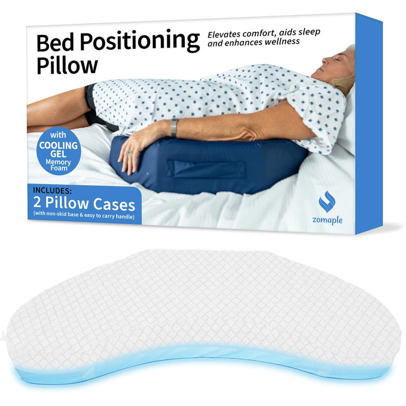 Zomaple Bedsore Pressure Relief Pillow White Offload Pressure to Prevent Bed Sores Ease Turning 30 Positioning Cooling Gel Top 2 NonSkid Removable Covers Knee Wedge Pillow Versatility